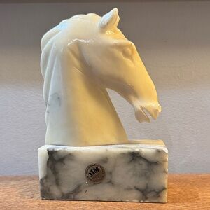 Jim Tirrenia Alabaster Marble Italy Horse Head Sculpture Single Bookend